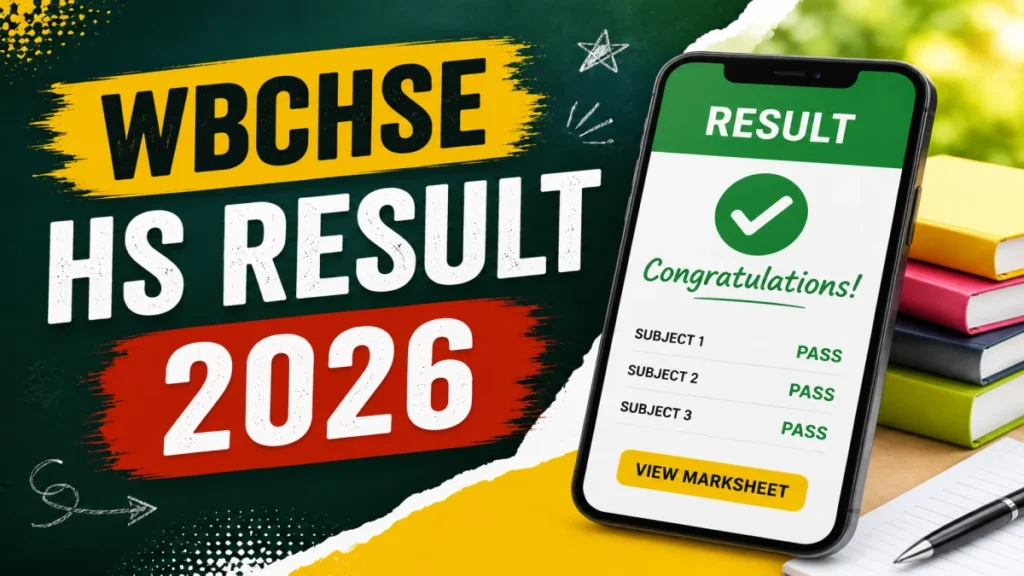 Official WBCHSE West Bengal HS 12th Result 2026 mark sheet and login portal interface.