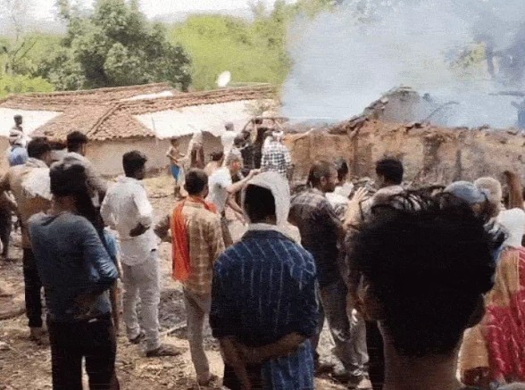 A massive fire broke out in a house in Sidhi three innocent children died after being burnt alive.