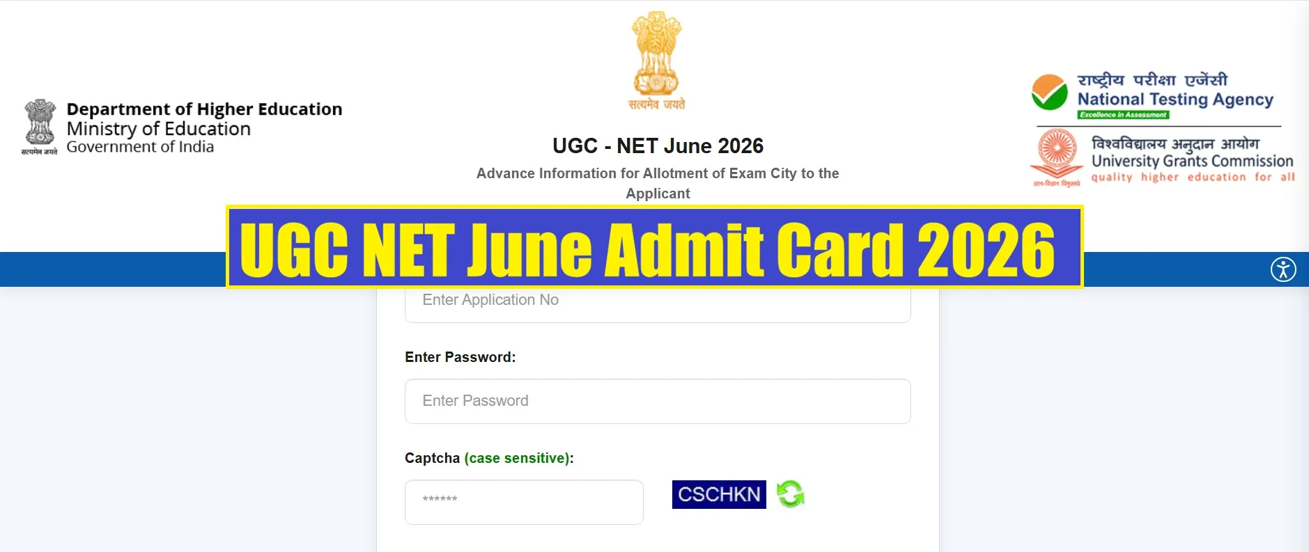 UGC NET June 2026 Admit Card Release Portal