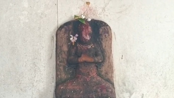 Statue of Goddess Parvati broken in the historical temple of Duari village in Rewa.