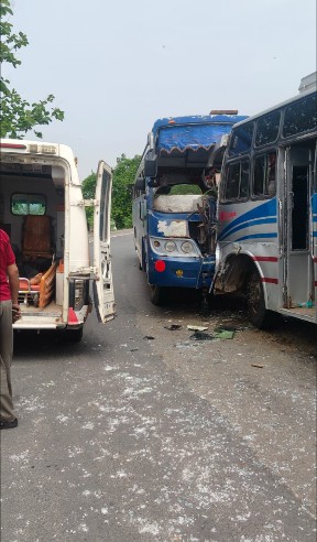 Head-on collision between two passenger buses in Chhuhiya Valley