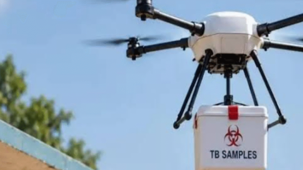 ICMR Drone Study: TB testing time reduced from 15 to 5 days via drone transport in Telangana.