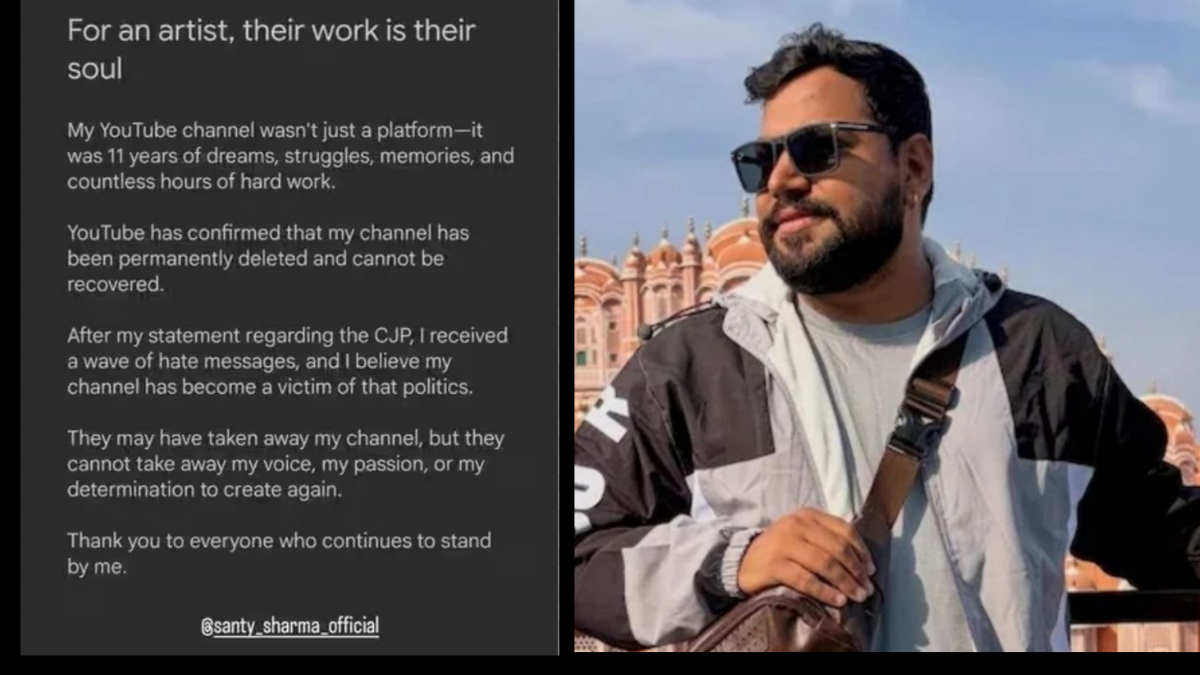 Controversy over the removal of rapper Santy Sharma's YouTube channel; debate sparked following CJP's remarks.