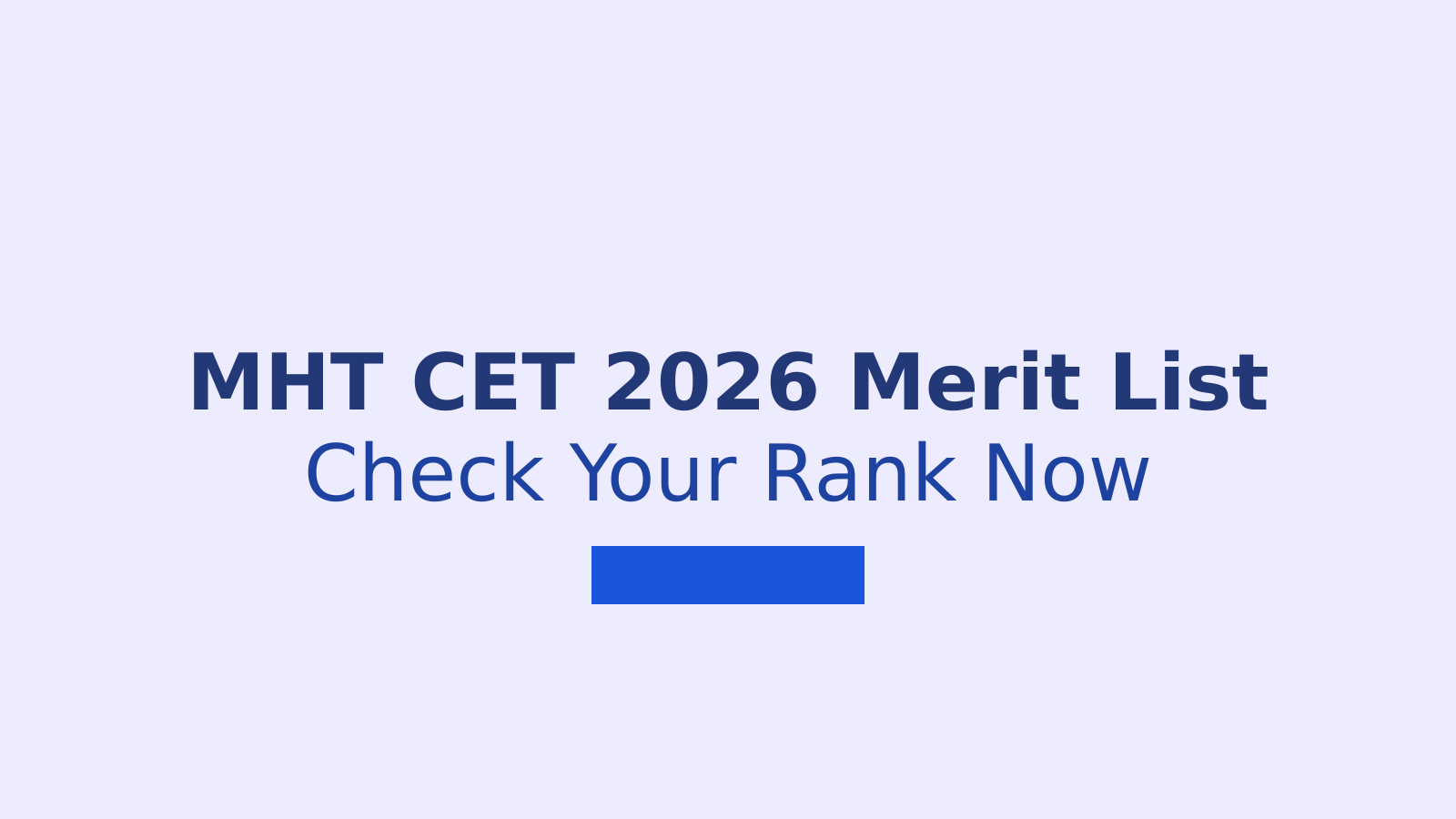 MHT CET 2026 Final Merit List