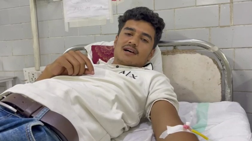 Former student union president faints during a protest at TRS College Rewa