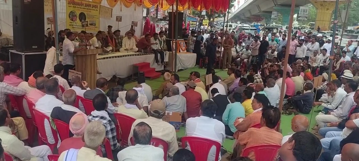 Stone thrown during the protest at Rewa's Sirmaur Square.