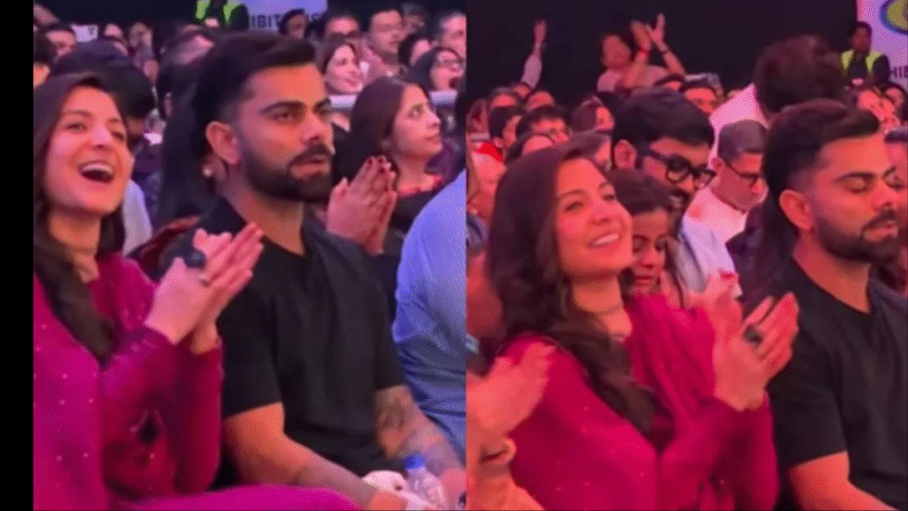 Anushka Sharma immersed in devotion at a kirtan; Virat Kohli’s demeanor also draws attention