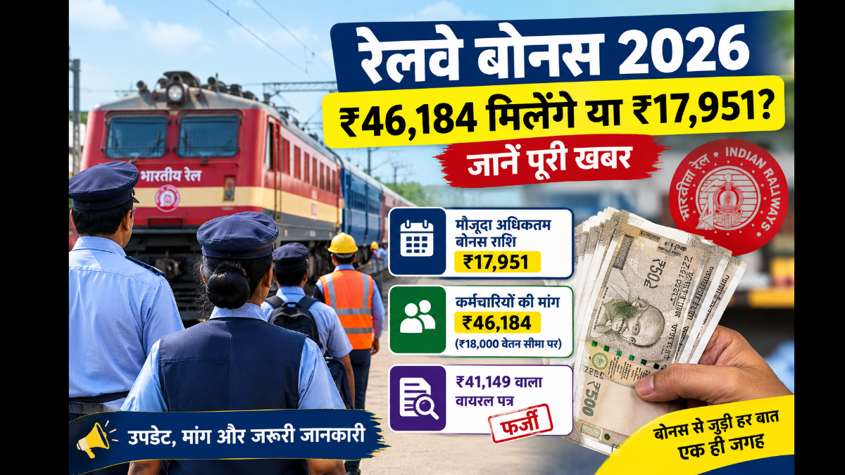 Railway Bonus 2026: Will it be ₹46,184 or ₹17,951? Get the full details.
